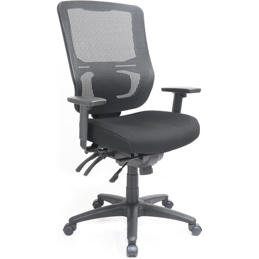 imageEurotech Seating Apollo II Multifunction HighBack Swivel Ergonomic Office Chair with TEMPUR Cushioned Seat and Mesh Back 360Degree Swivel Executive Task Office Chair BlackUpgraded Seat with Authentic TEMPURMaterial
