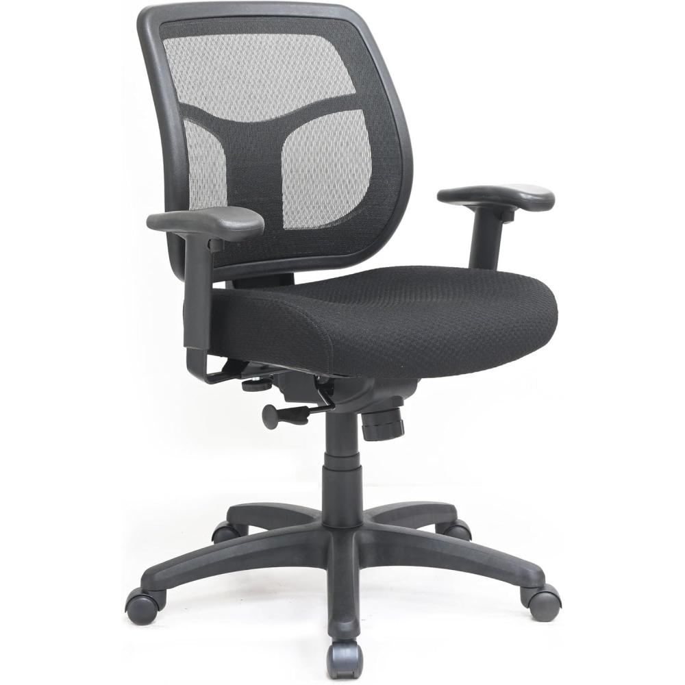 imageEurotech Seating Apollo MidBack Swivel Ergonomic Office Chair with TEMPUR Cushioned Seat and Mesh Back 360Degree Swivel Executive Task Office Chair BlackUpgraded Seat with Authentic TEMPURMaterial