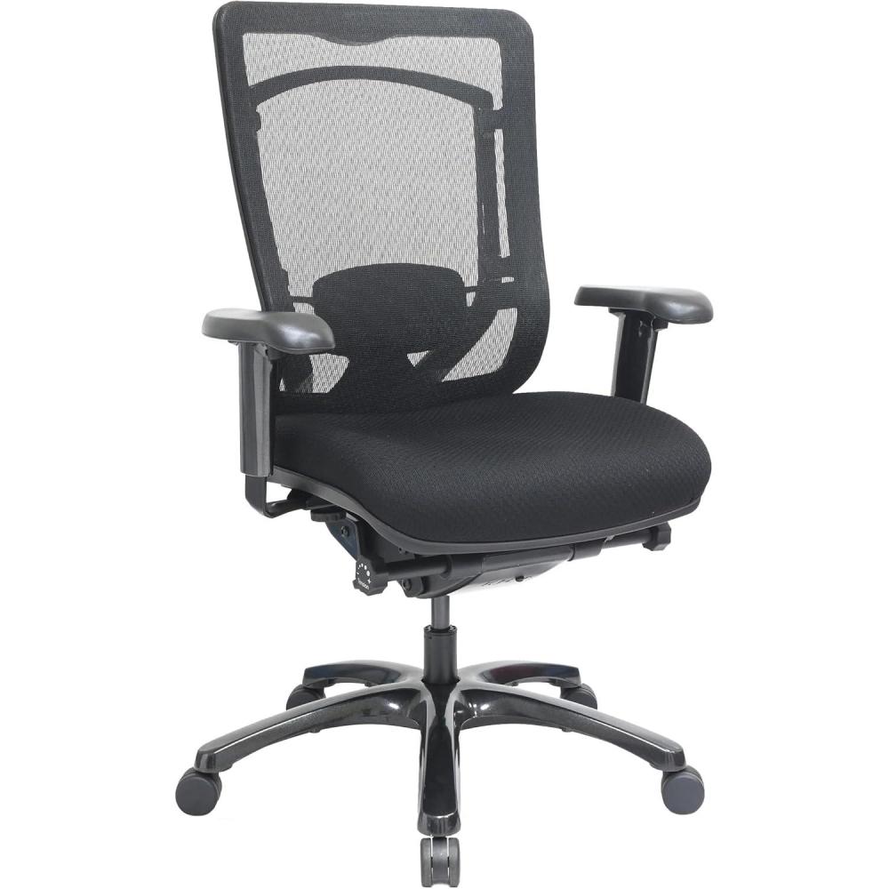imageEurotech Seating Monterey Swivel Ergonomic Office Chair with TEMPUR Cushioned Seat Mesh Back and Synchro Tilt 360Degree Swivel Executive Task Office Chair BlackUpgraded Seat with Authentic TEMPURMaterial