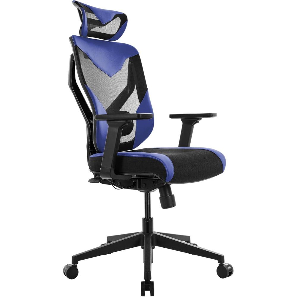 imageTempurPedic Blaze AutoAdaptive Ergonomic Gaming Chair with Lumbar Support and 3D Armrest Adjustment Cooling Racing Style Gaming Chair BlueBlue