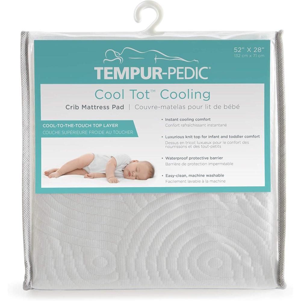 imageTempurPedic Cool Tot Cooling Fitted Waterproof Infant and Baby Crib Mattress Protector Pad ampamp Toddler Bed Cover Comfortable and Luxurious Topper Machine Washable and Dryer Friendly 52 x 28 WhiteCrib Pack of 1