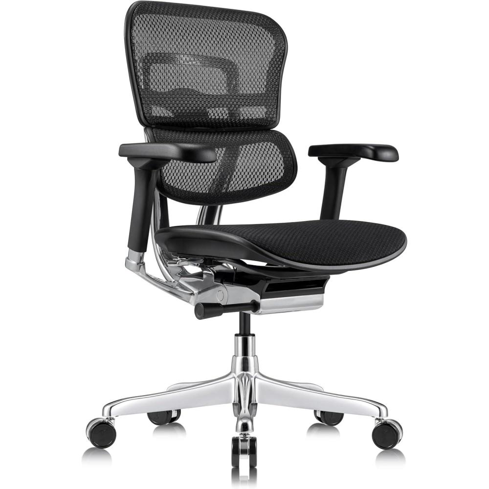 imageTempurPedic Ergohuman GEN2 Mid Back Ergonomic Office Chair Seat Adjustable Arms Seat Height Tilt Lock and Lumbar Support Mesh Back BlueBlack
