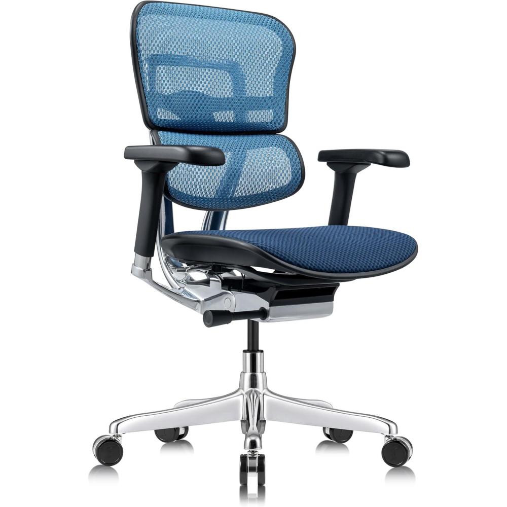 imageTempurPedic Ergohuman GEN2 Mid Back Ergonomic Office Chair Seat Adjustable Arms Seat Height Tilt Lock and Lumbar Support Mesh Back BlueBlue