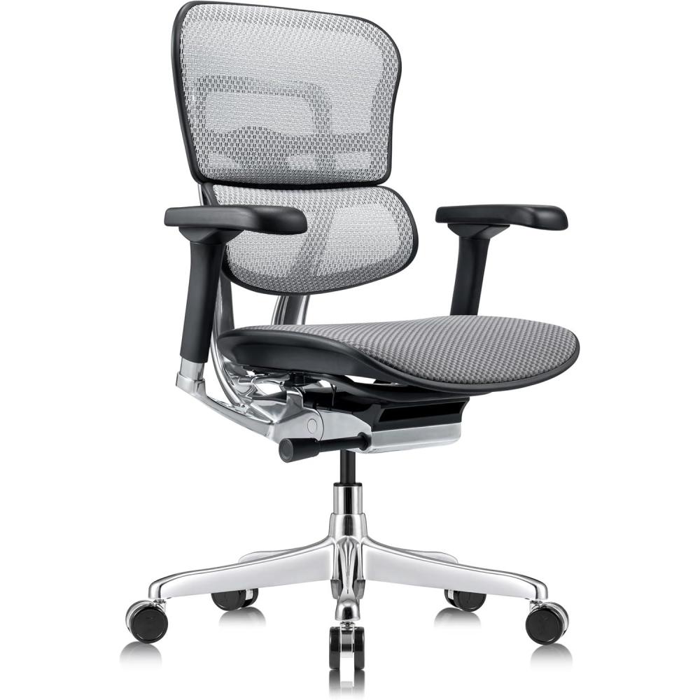 imageTempurPedic Ergohuman GEN2 Mid Back Ergonomic Office Chair Seat Adjustable Arms Seat Height Tilt Lock and Lumbar Support Mesh Back BlueGrey