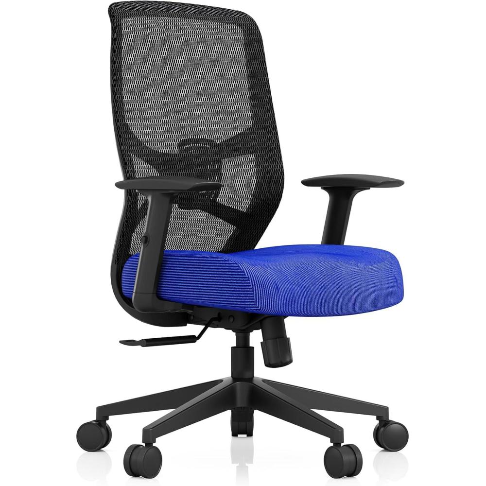 imageTempurPedic ProTask Executive Task Office Chair with Mesh Back and Builtin Lumbar Support HeightAdjustable Ergonomic Mesh Office Desk Chair GreyBlue