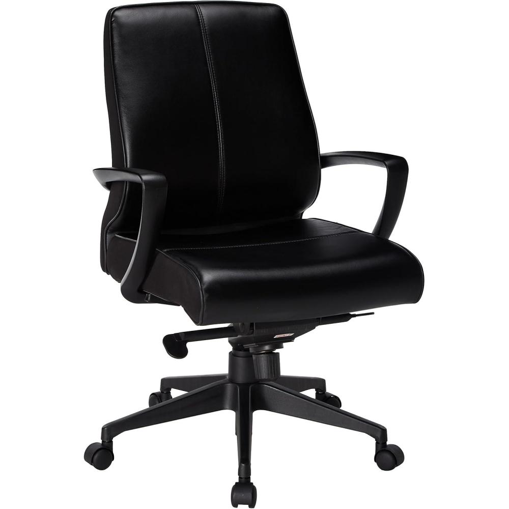 imageTempurPedic TP300 HighBack Ergonomic Leather Swivel Office Chair Adjustable Tilt ampamp Height BlackMid Back