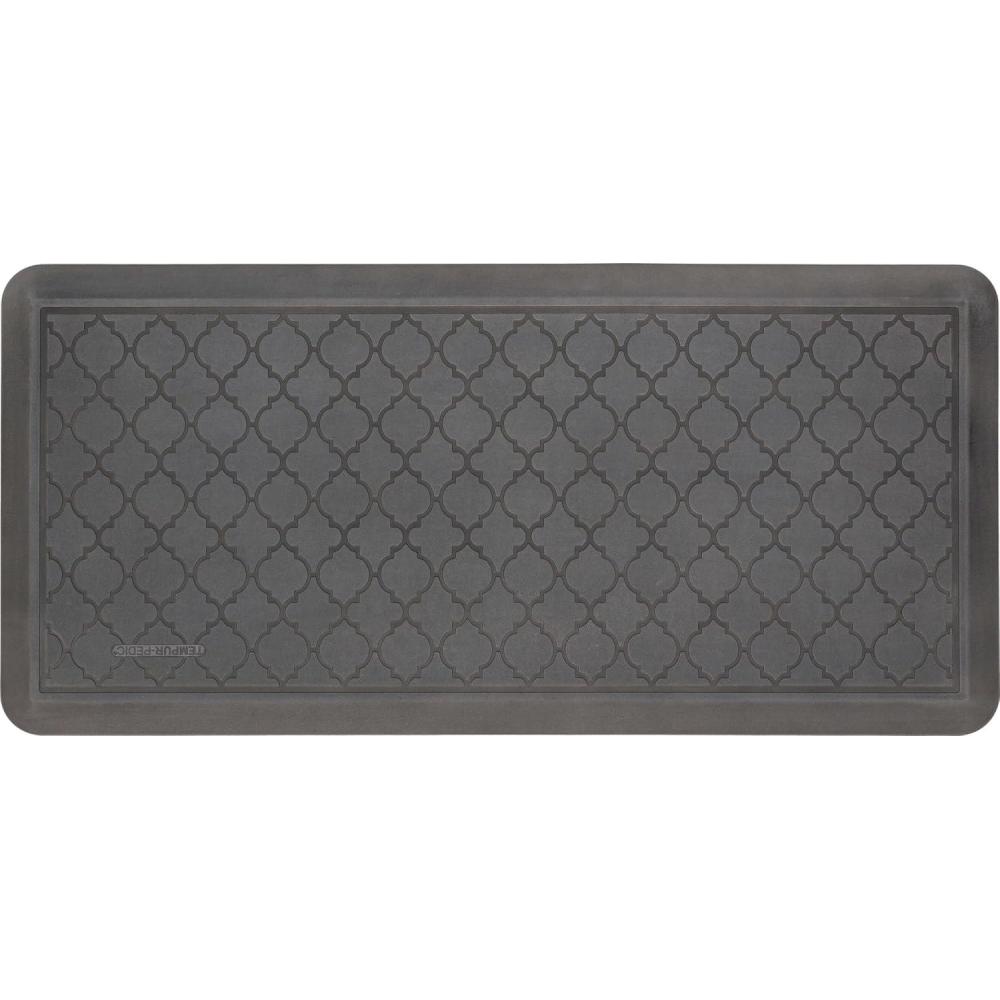 imageTempurPedic Ultra Comfort AntiFatigue Frame Pewter 1 8quot x 3 6quot Kitchen Floor Mat Cushioned Ergonomic Standing Desk Mat Waterproof NonSkid FoamLattice Gray