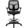 Eurotech Seating Apollo Ergonomic Office Drafting Stool with TEMPUR® Cushioned Seat, Mesh Back, and Foot Ring, Swivel Executive Task Office Chair, Black (with TEMPUR-Material)(Original Foam Seat)