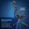 Tempur-Pedic Blaze Auto-Adaptive Ergonomic Gaming Chair with Lumbar Support and 3D Armrest Adjustment, Cooling Racing Style Gaming Chair, Blue(Black)