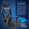 Tempur-Pedic Blaze Auto-Adaptive Ergonomic Gaming Chair with Lumbar Support and 3D Armrest Adjustment, Cooling Racing Style Gaming Chair, Blue(Black)