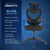 Tempur-Pedic Blaze Auto-Adaptive Ergonomic Gaming Chair with Lumbar Support and 3D Armrest Adjustment, Cooling Racing Style Gaming Chair, Blue(Black)