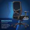 Tempur-Pedic ProTask Executive Task Office Chair with Mesh Back and Built-in Lumbar Support, Height-Adjustable Ergonomic Mesh Office Desk Chair, Grey(Black)
