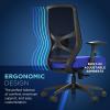 Tempur-Pedic ProTask Executive Task Office Chair with Mesh Back and Built-in Lumbar Support, Height-Adjustable Ergonomic Mesh Office Desk Chair, Grey(Blue)