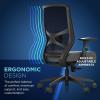 Tempur-Pedic ProTask Executive Task Office Chair with Mesh Back and Built-in Lumbar Support, Height-Adjustable Ergonomic Mesh Office Desk Chair, Grey(Grey)