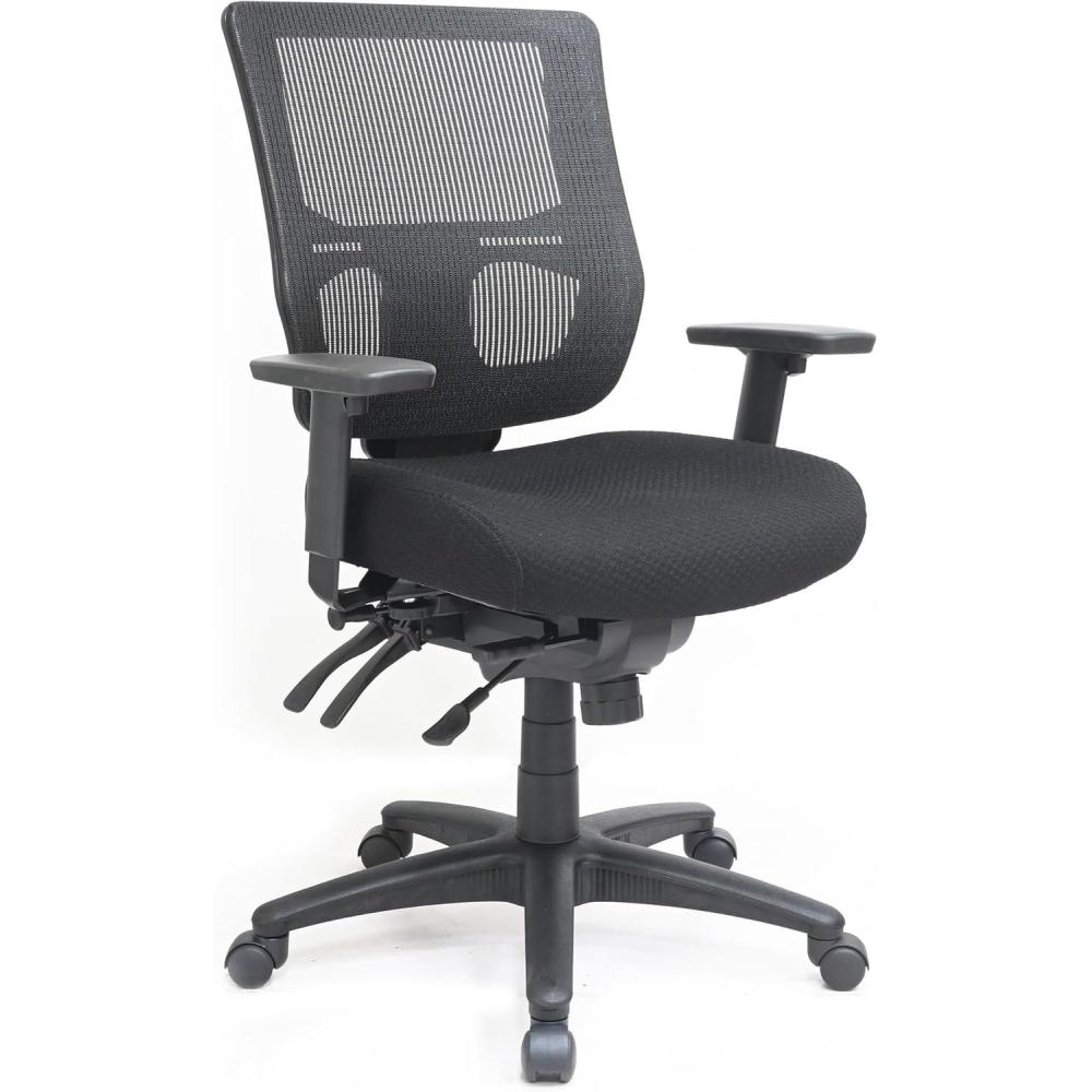 imageEurotech Seating Apollo II Multifunction MidBack Swivel Ergonomic Office Chair with TEMPUR Cushioned Seat and Mesh Back 360Degree Swivel Executive Task Office Chair BlackUpgraded Seat with Authentic TEMPURMaterial