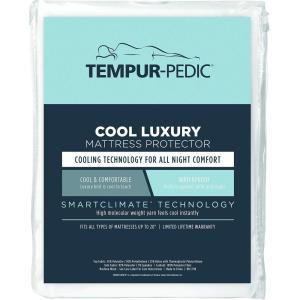 Tempur-Pedic Cool Luxury Fitted Mattress Protector – Cool and Comfortable Luxury Knit – Waterproof to Protect Against Spills and Stains – Machine Washable, Queen Sized, White